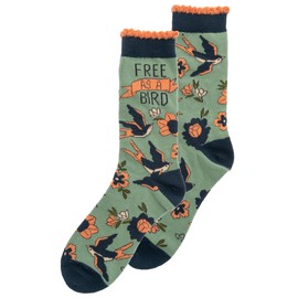 Karma Daisy Crew Socks - Cute and Funny Socks for Women - Bright and Colorful Designs - One Size Fits Most - Sparrow