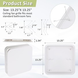 WKZO Replacement Bathroom Exhaust Upgrade Grille Cover With Springs FG701S for Br-oan Nu-tone Bath Fan Bathroom Fan Bathroom Exhaust Fan Home Ceiling Vent Covers -13.25" X 13.25"
