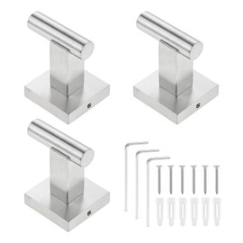 Bowarepro Robe Hooks SUS 304 Stainless Steel Bathroom Towel Hooks Wall Mounted, Heavy Duty Brushed Nickel Wall Mount Hooks Towel Robe Clothes Coat Hanger Hooks for Bathroom Kitchen (3 Pcs/Silver)