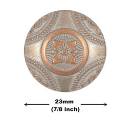 Bezelry 12 Pieces Rosette Pattern Metal Shank Buttons. 23mm (7/8 inch) (Copper White Patina)