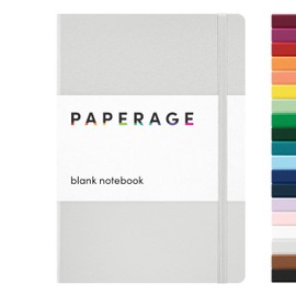PAPERAGE Blank Journal Notebook, (Light Grey), 160 Pages, Medium 5.7 inches x 8 inches - 100 GSM Thick Paper, Hardcover