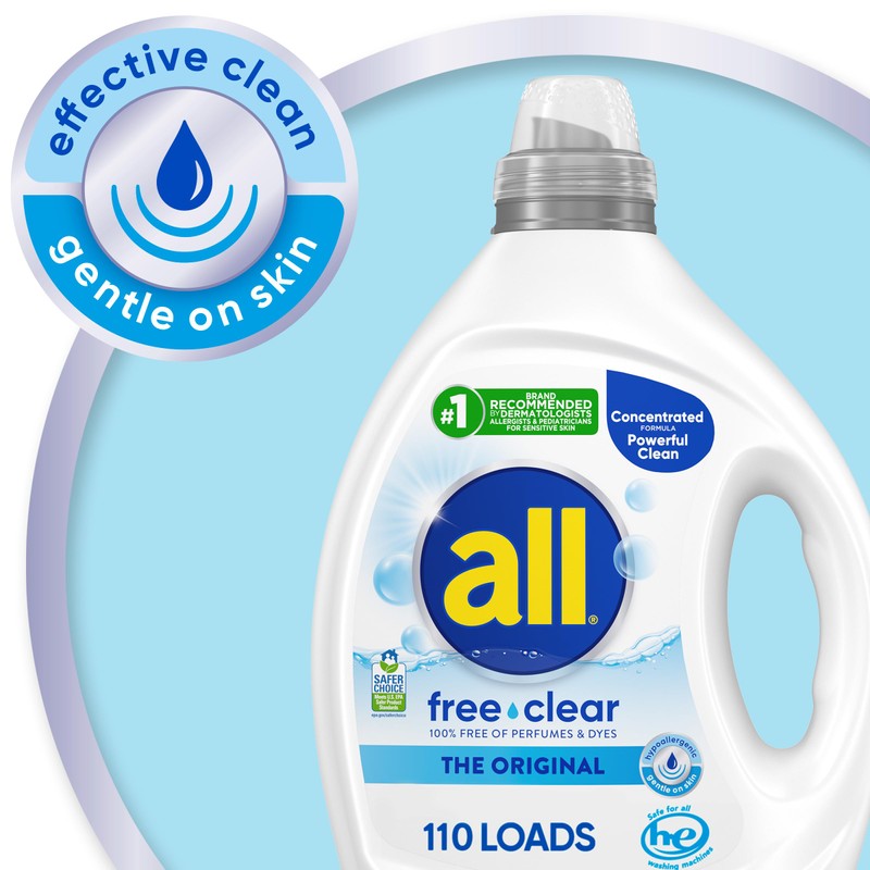 all free clear, Original, Liquid Laundry Detergent for Sensitive Skin,