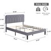 VECELO Full Size Bed Frame Premium Velvet Upholstered Platform with