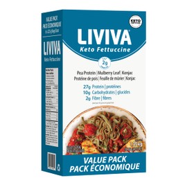 LIVIVA Low Carb High Protein KETO Value Pack Spaghetti Noodle Pasta 6 Pk – 135 g Protein per Box with Pea Protein & Konjac Flour - 8g Net Carbs, Diabetic-Friendly - Healthy Al Dente Pasta (6 Pack, Fettuccine Pasta)