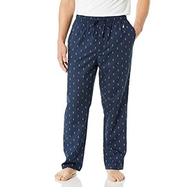 Nautica Mens Soft Woven 100% Cotton Elastic Waistband Sleep Pajama Pant, Dark Blue, Large