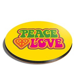 1 x Round Coaster - Peace Love Hippy VW Camper Beetle Girls Cork Backed MDF Glossy Tea Coffee Accessory #57862