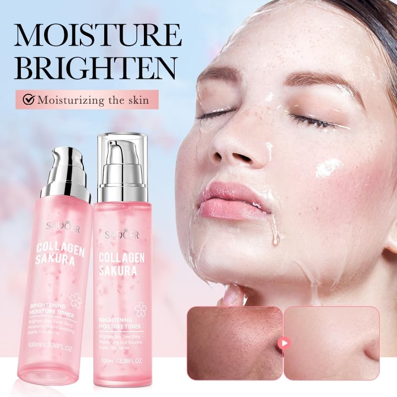 Sakura Collagen Brightening Moisture Toner, 100ml, Hydrating, Moisturising, Soothing