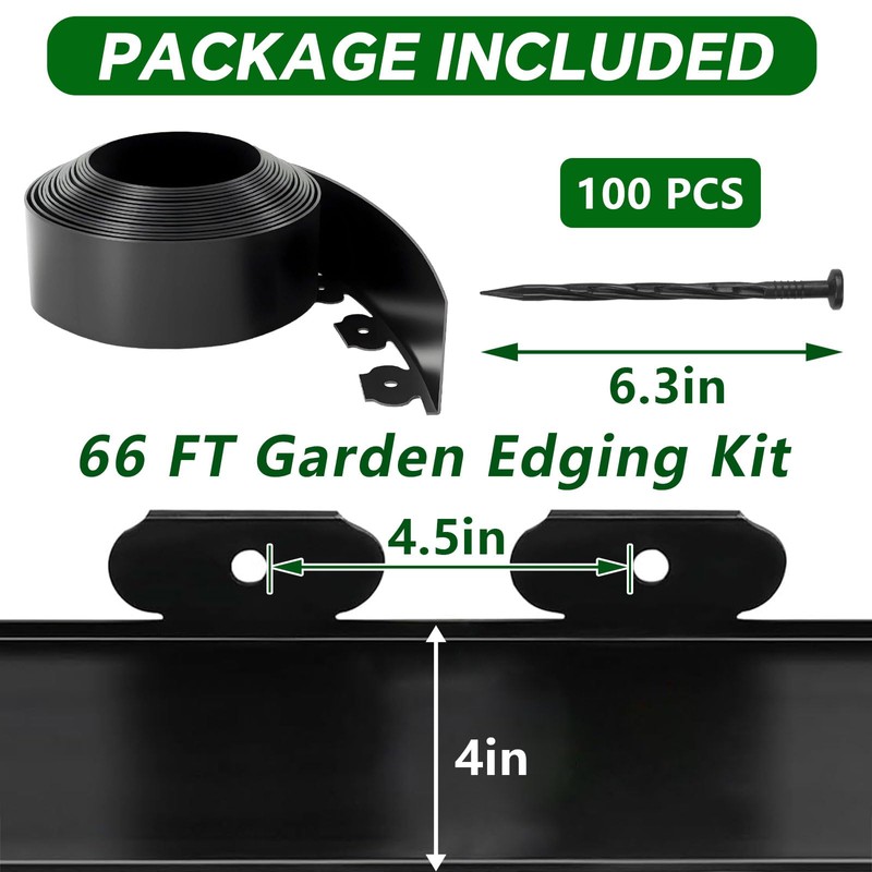Garden Edging Border, 4In x 66 FT Landscape Edging with