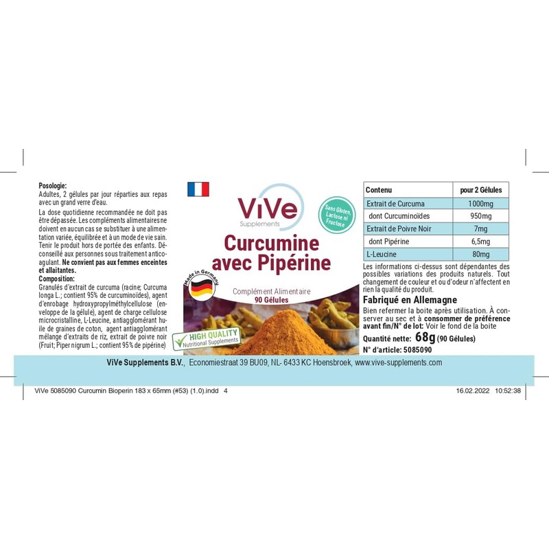 Curcuma Capsules with Piperine - 500 mg - 90 Capsules
