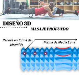Fascia Roller with 3D Texture Massage, Foam Roller, Massage Roller for Legs, Back, Arms, 30 x 8 cm, Fascia Roller Spine for Releasing Muscle Tension, Foam Roller for Therapy, Fitness, Light Blue