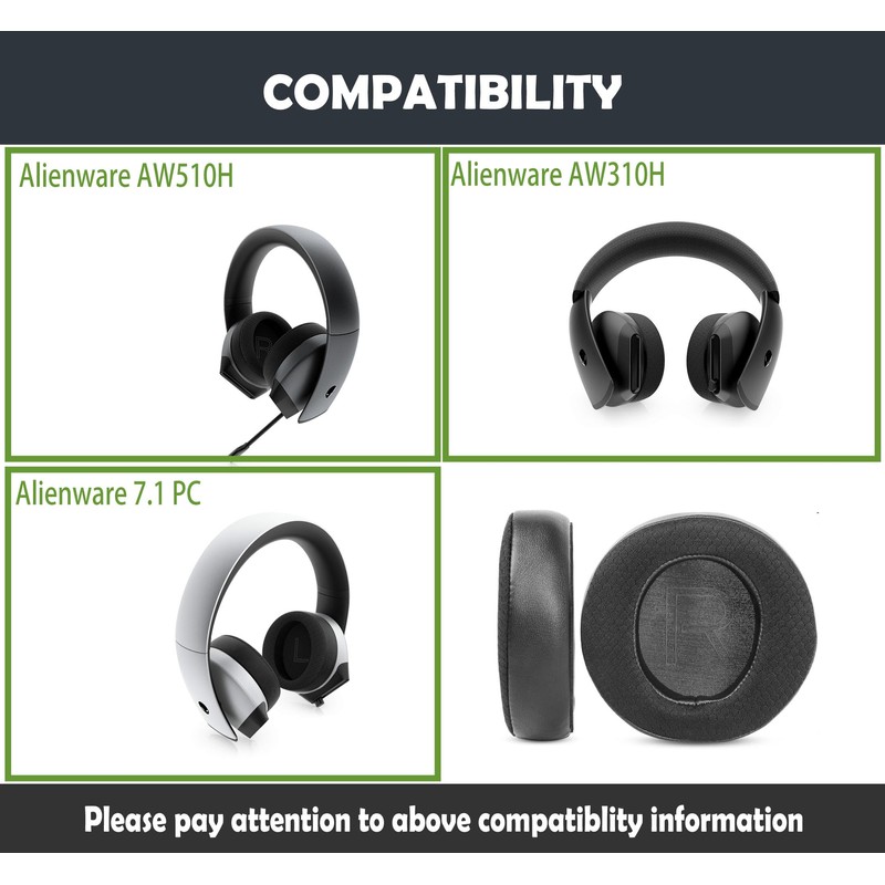 HTINDUSTRY Replacement Ear Pads Compatible with Alienware AW310H AW510H 7.1