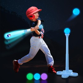 Leshein LED Tball Set for Toddlers 3-5, 5-8, Light up Tee Ball Set for Toddlers, Glow in The Dark T Ball Set for Kids 3-5, Kids Outdoor Toys Baseball Toys Gifts for Boys Girls (Blue)