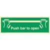 Viking Signs SA396-L15-PV "Push Bar To Open" Sign, Photoluminescent Sticker,