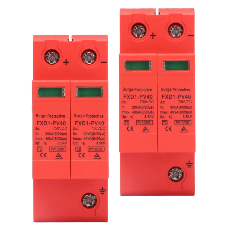 2Pcs Surge Protective Devices DC Photovoltaic Arrester 2P 40KA with