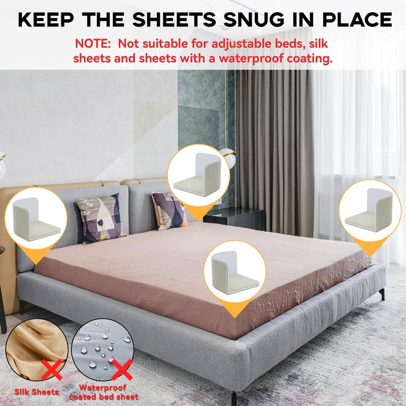 SANKOYO 4 PCS Bed Sheet Holder, Bed Sheet Grippers, Discrete
