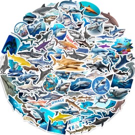 100 PCS Realistic Shark Stickers, Ocean Shark Party Favors Shark Birthday Party Decoration Supplies Under Sea Shark Vinyl Stickers for Bicycle, Water Bottle, Laptop, Computer, Luggage, Skateboard