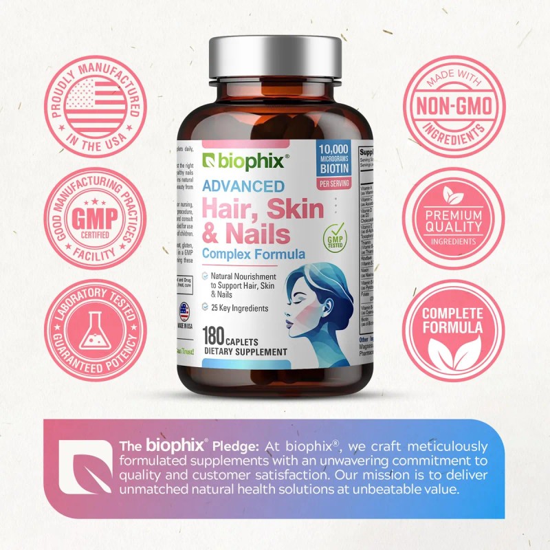 Biophix Biotina 10000 Mcg Cabello Piel Uñas 180 Cápsulas