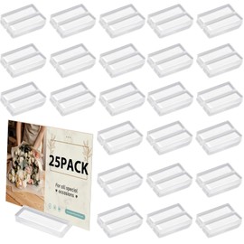 Mutualsign 25 Pcs Place Card Holders for Table, 2 Inches Clear Acrylic Name Card Holder Table Number Card Holders Acrylic Card Display Stand for Wedding Business Party