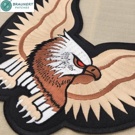 Large Eagle Back Patch Beige - 23.3 x 23.3 cm - Embroidered Patch for Biker Motorcycle Jackets and Leather Vests