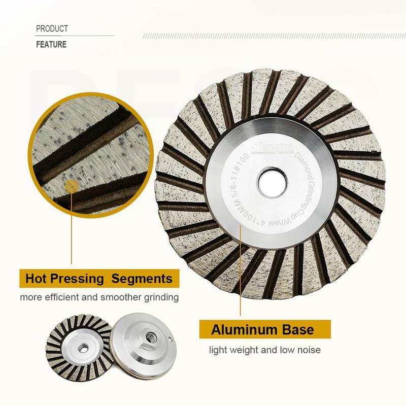 SHDIATOOL 4 Inch Diamond Grinding Cup Wheel for Granite Marble