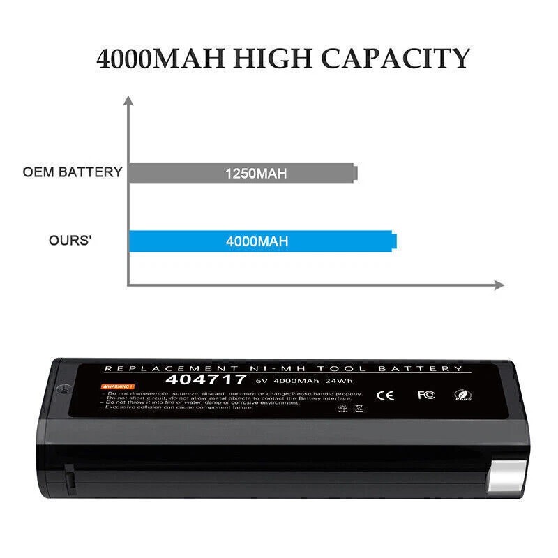 Unbranded 2PACK Battery for PASLODE 6V Ni-MH 404717 902000 900400