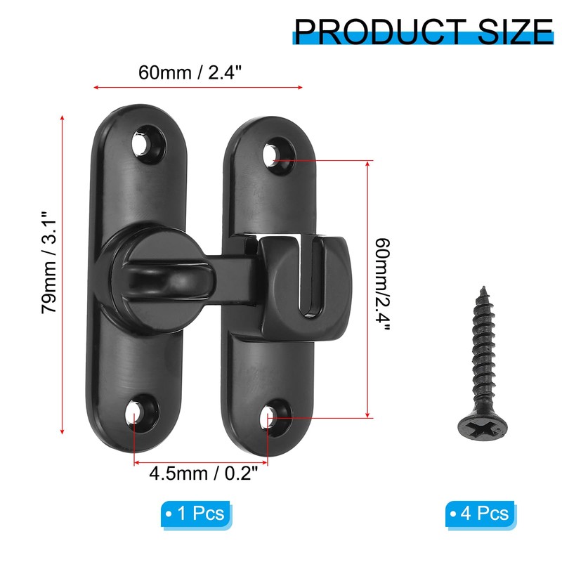 PATIKIL 1 Pack Flip Sliding Door Latch Safety Bar Gate