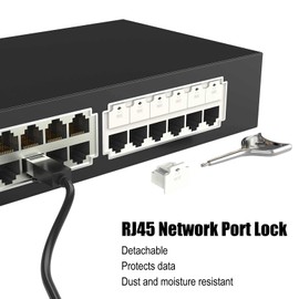 72Pcs RJ45 Port Lock with 3 Keys, Locking RJ45 Port/Dust Blocker,RJ45 Dust Cover Cap Female Port Plugs Protector,Compatible RJ45 Port Devices (White)