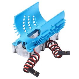 Double Fans Motor Cooling Radiator Twin Fans Motor Heat Sink 40‑42mm for 1/8 RC CarBlue