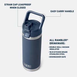 YETI Rambler 18 oz Bottle, Vacuum Insulated, Stainless Steel with Straw Cap, Wetlands Camo