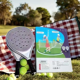 2 Pack Beach Tennis Paddles Set - ABS Surface & EVA Foam Core Rackets with 2 Balls & Carry Bag - Outdoor, Sand, Backyard, Pool Fun for Adults