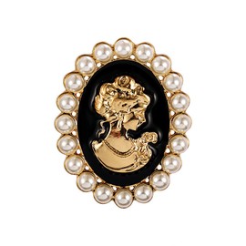 lureme Vintage Elegant Victorian Lady Beauty Cameo with Crystal Brooch Pin (br000017-15)