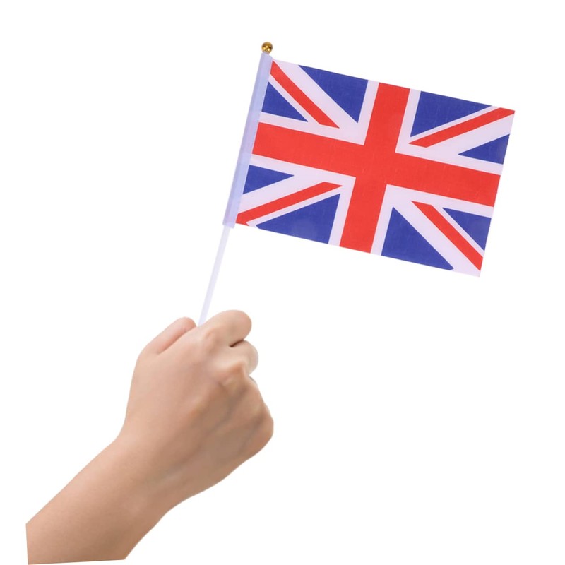 Tofficu Mini UK Flags 50pc Set of Britain Waving Flags