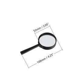 2X Magnifying, Handheld Magnifier Lens, Dia 2" Glasses, Protect Eyes, Black Round Lens w PP Handle for No Dizziness Children Reading Outdoor Exploration Insect Observation