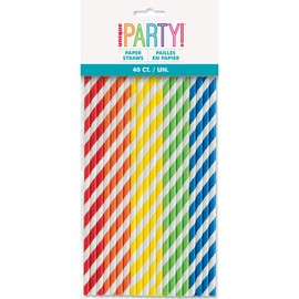 Assorted Solid Color High Count Paper Straws - Perfect for Parties, Weddings & Everyday Use - 40ct