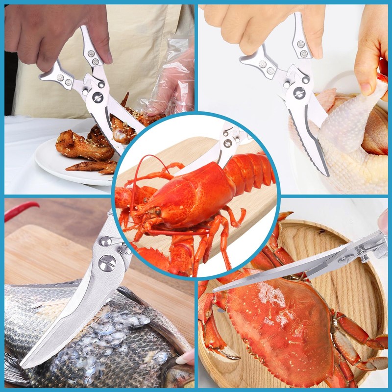 Kitchen Scissors with Metal Handles for Chicken, Poultry, Fish, Meat