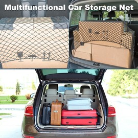 TUCKBOLD Car Boot Cargo Net Multifunctional | Car Storage Net Large Capacity Car Storage Mesh Bag Organiser for Campervans Truck Black 31.50"x23.62" 1 Set
