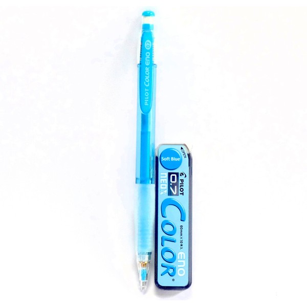 Pilot Color Eno Soft Blue Set, 0.7mm Mechanical Pencil + Mechanical Pencil Lead 0.7mm, Soft Blue, 10 Leads(Japan Import)