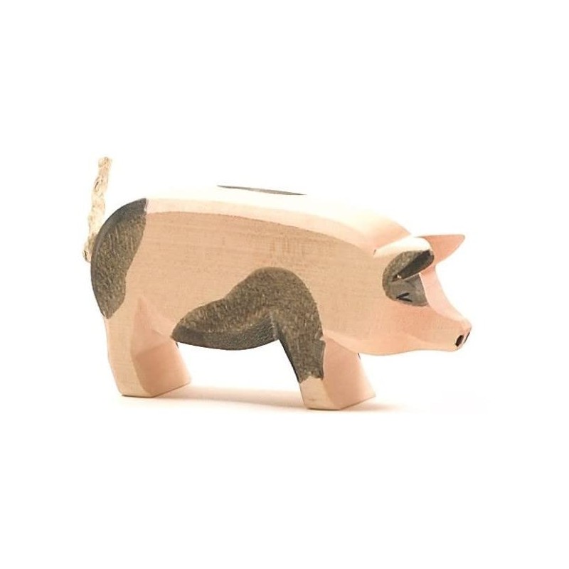 Ostheimer 10951 Pig Figurine Mottled Raised Head