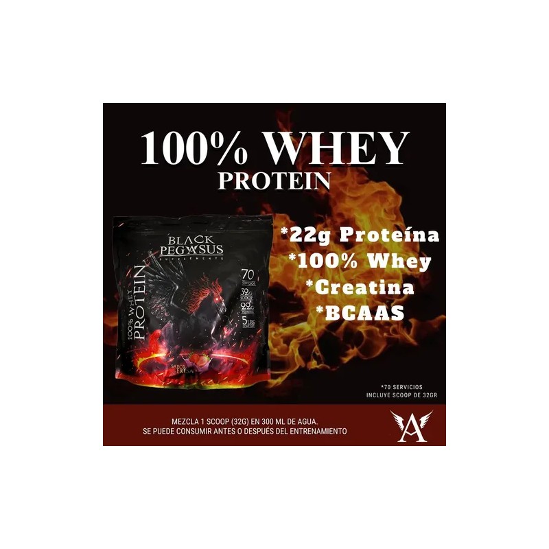 Proteína Polvo Black Pegasus Whey Protein Fresa 2kg Porciones