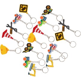 KOMBIUDA 16 Llaveros de Construcción para Niños en Pvc y Metal, Diseño Único de Bulldozer y Excavadora, Ideales para Fiestas de Cumpleaños y Mochilas