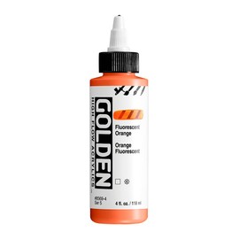 High Flow Acrylics by GOLDEN, Fluorescent Orange, 4 fl. oz. Bottle, Professional Acrylic Paint, Transparent