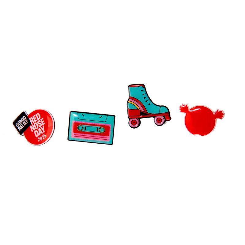 Comic Relief Red Nose Day 2025 90s Collectible Pin Badges