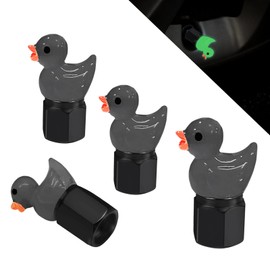 I3DIDEA Glow in The Dark Tire Valve Caps-4 Pieces Cute Animal Auto Exterior Accessories for Men/Women, Fun Tire Accessories Universal Fit for Most Car Motorcycles Trucks Bicycles. (Black Duck)