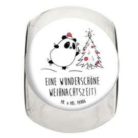 Mr. & Mrs. Panda Bonbonglas Panda Weihnachtszeit XL 2000ml - Geschenk, Aufbewahungsglas, Snackdose, Teedose, Glasdose, Vorratsbehälter, Glasbälter