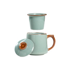 HAFTOLYR Ceramic tea cups, tea infuser mugs, tea cup with infuser and lid，with filters and lids, bright and colorful for making tea, coffee and other beverages, with a capacity of about 400ml. (206)