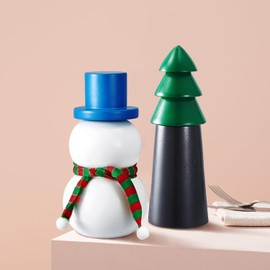 MAITTON Wooden Salt and Pepper Grinders Set - Manual Pepper Mill Refillable Spice Grinder with Adjustable Coarseness, White Black 16.5cm