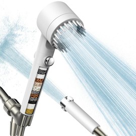 Filtered Shower Head with Handheld, High Pressure Water Flow and Multiple Spray Modes, Power Wash for Hard Water,with ON/OFF Switch - Color: Blue