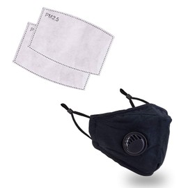 Black Face Mask Reusable Washable Face Mask with Filter (Black), Activated Carbon Filter Respirator Mouth Protection from Dust, Airborne Irritants