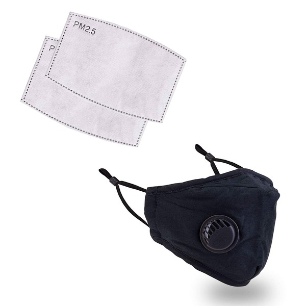 Black Face Mask Reusable Washable Face Mask with Filter (Black),