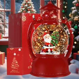 Purplecrystal decoración de Navidad decoración de Interiores con lámparas de árbol de Santa Claus,Festival de Regalos de decoración del hogar Musical,8 música navideña Luces navideñas,Rojo